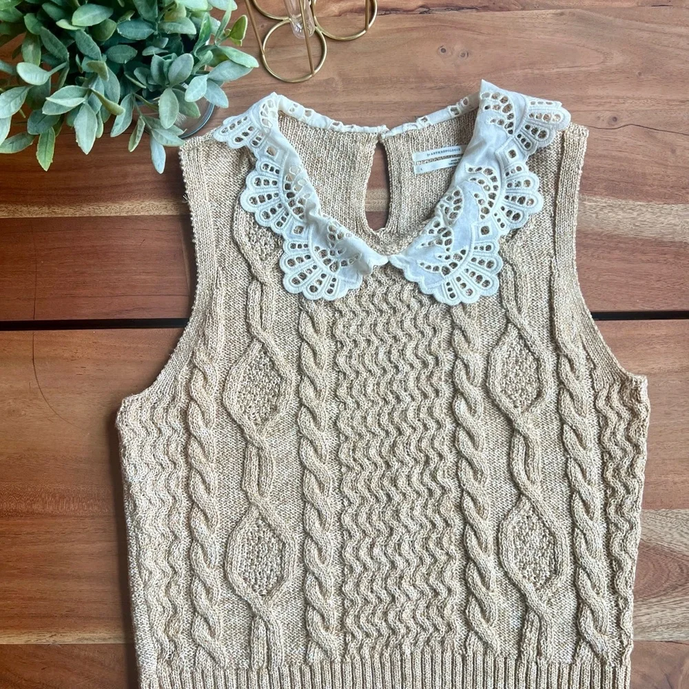 Anthropologie Lace Collar Sweater Tank - Picture 2 of 6